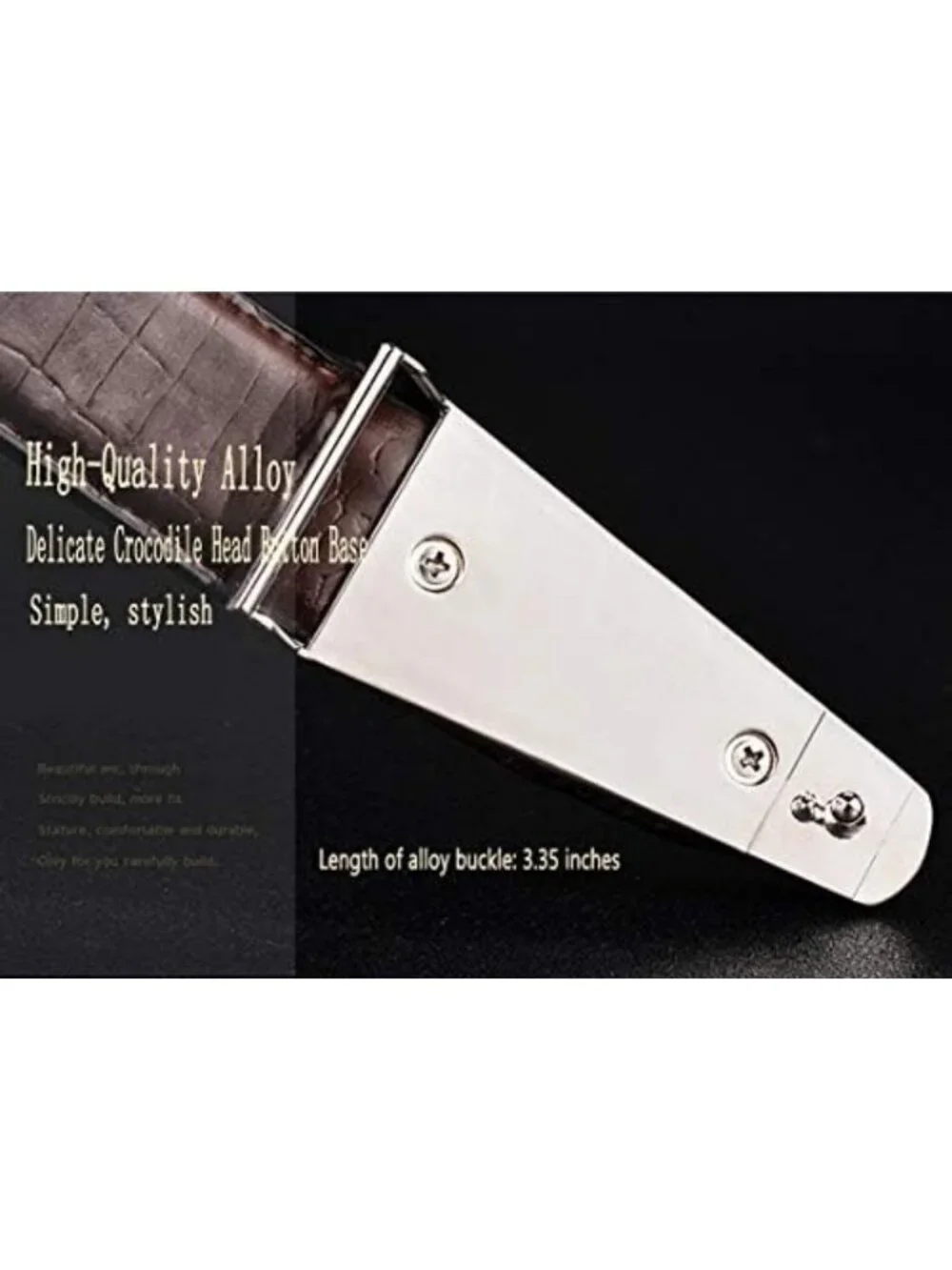 Stylish Men's Alligator Print Belt - Durable Cowhide with Chic Buckle Design
